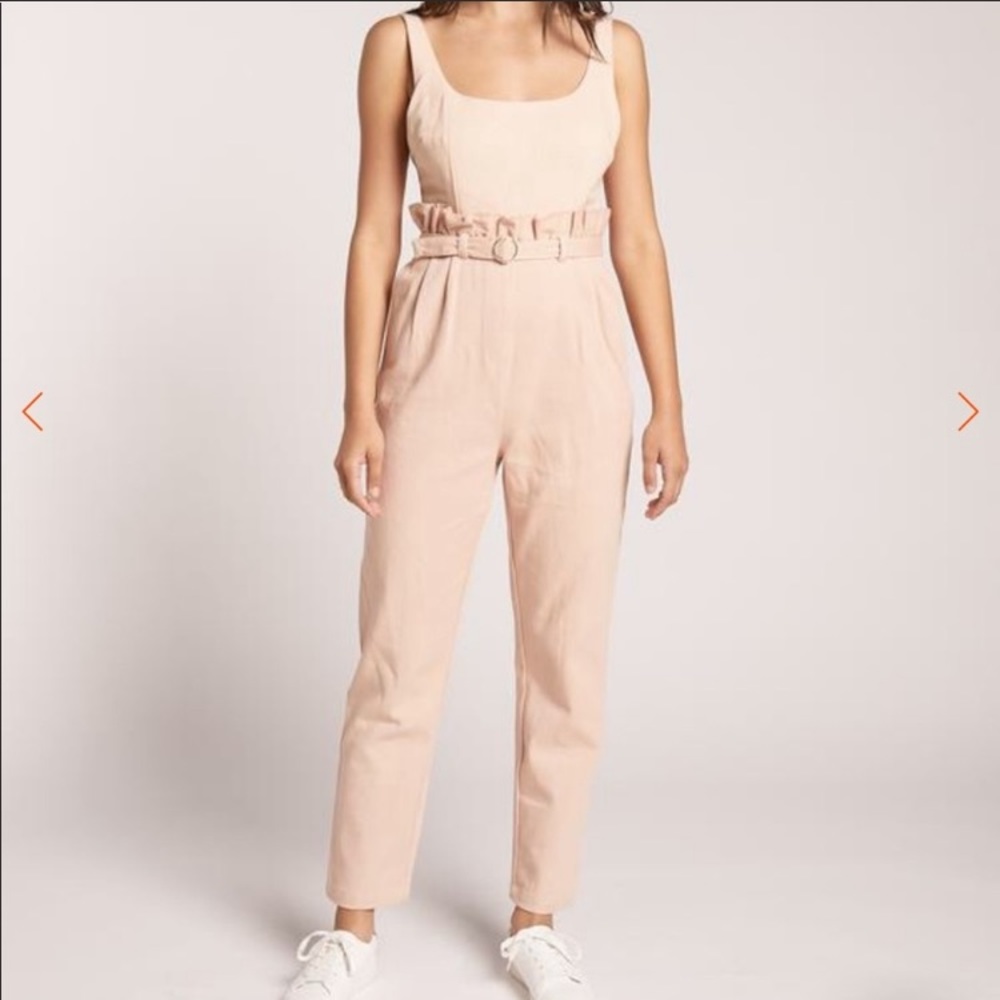 Elegant Pink Belted Jumpsuit